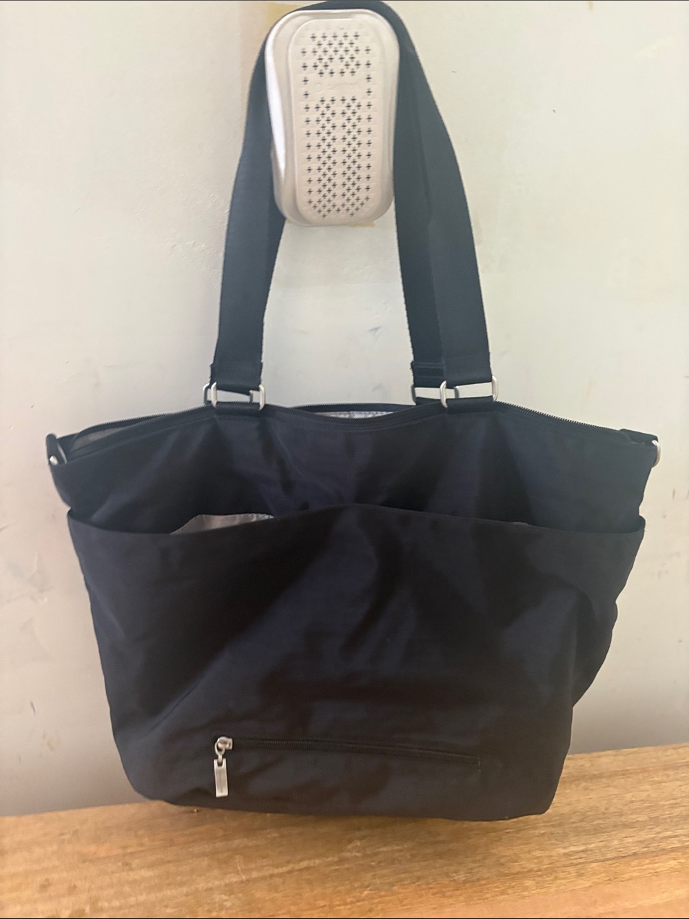 Baggallini Black Nylon Tote with Front Zip Pockets - Picture 2 of 5